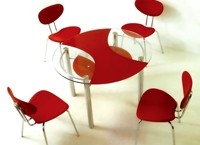 Обеденный стол T-635-2-Round-Red, T-635-2-Round-Orange, T-635-2-Round-Matt
